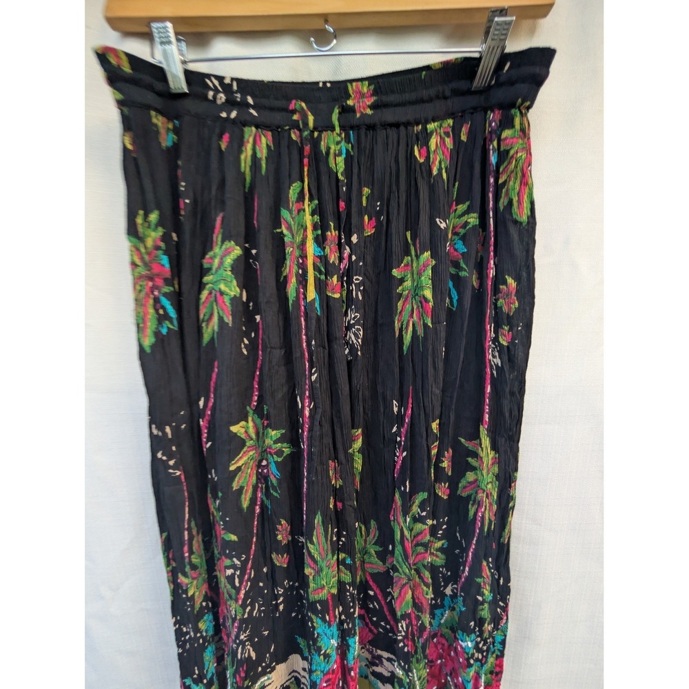 White Stag Whimsigoth Tropical Goth Maxi Skirt Womens 16W Black Rayon Palm Tree - Picture 6 of 8
